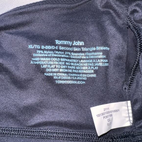 Tommy John Second Skin Triangle Bralette Womens Size XL DDD/D-E Black Bra NWT - Picture 13 of 14